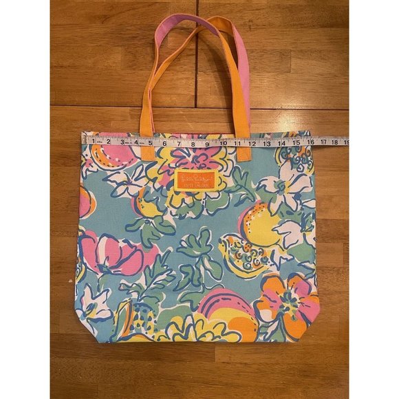 Lilly Pulitzer Estee Lauder Beach Bag Tote Summer Tropical Floral Print Large - Picture 4 of 5